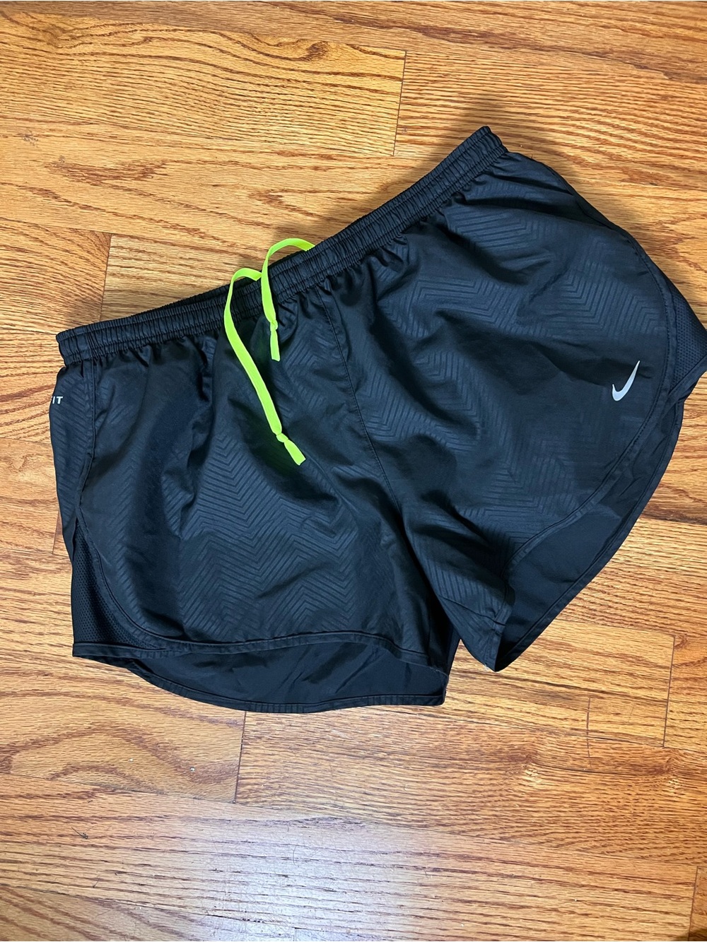 Nike Black Shorts with Neon Green Drawstring